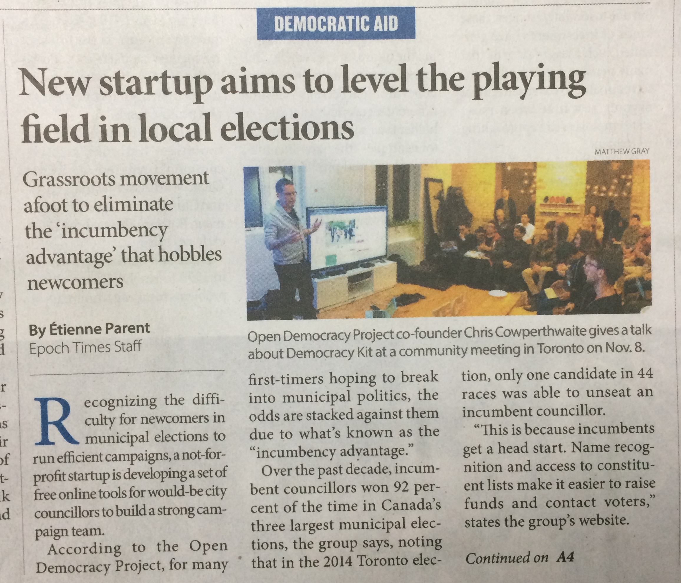 New Startup Aims to Level the Playing Field in Local Elections - The Epoch Times